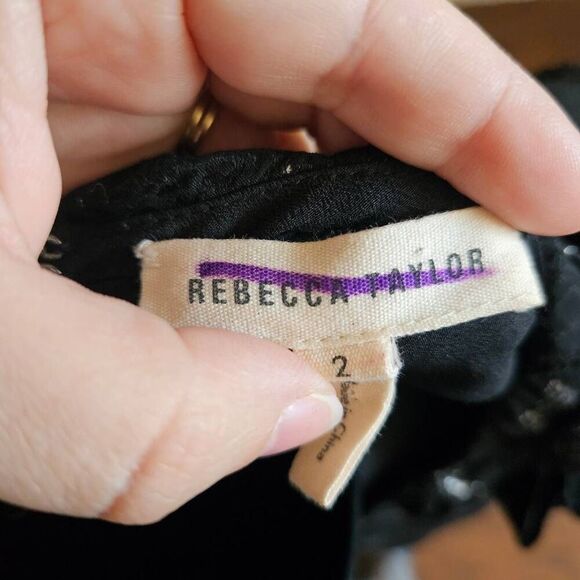 Rebecca Taylor Glitter Print Silk Cocktail Dress - Picture 12 of 12